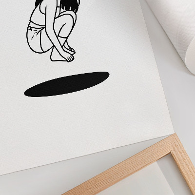 Kunstdruck leinwand Eine kauernde Gestalt vor weißem Hintergrund ohne Details