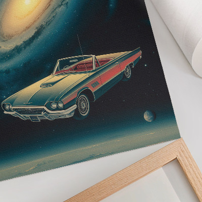 Poster Ein Auto im Weltraum ist eine fantastische Kombination