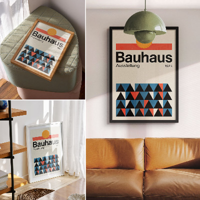 Poster Bauhaus-Grafiken mit orangefarbenen Akzenten
