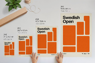Poster Orangefarbene Rechtecke auf cremefarbenem Hintergrund