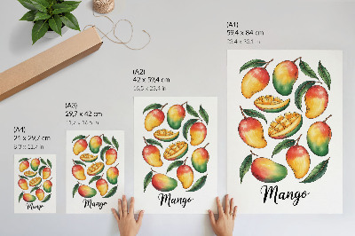 Wandposter Illustrationsstil mit exotischen Mangoblättern