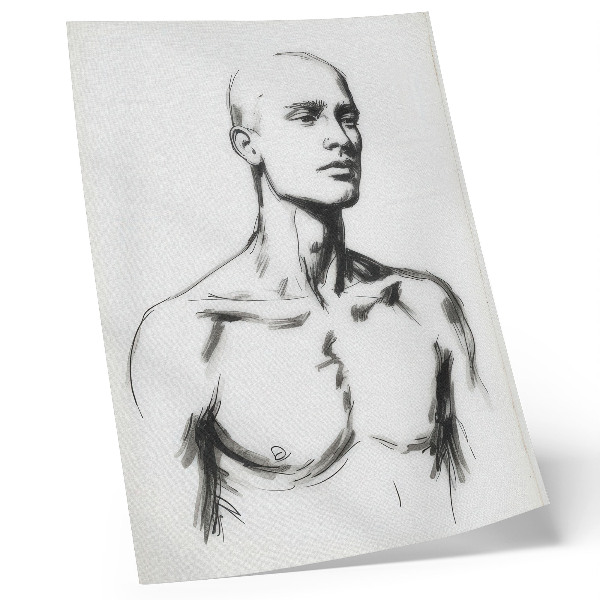 Poster Schwarz-Weiß-Zeichnung einer Männerfigur