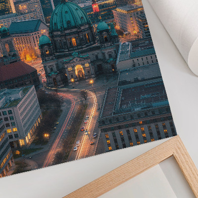 Poster Moderne Stadt am Abend in warmem Licht