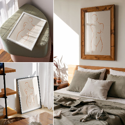 Wandposter Minimalistische Frauenumrisskomposition Eleganz