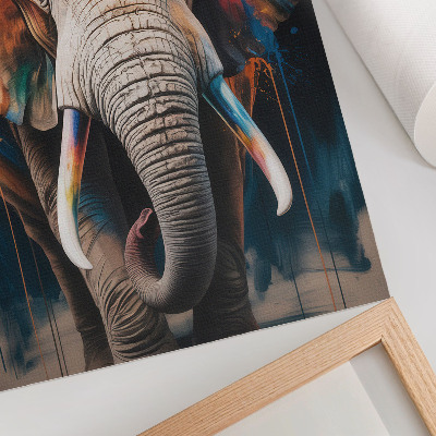 Kunstdruck leinwand Farbenfrohe Elefantensilhouette mit modernen Akzenten und surrealistischem Stil