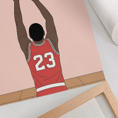Wandposter Basketballspieler in Pastellrosa mit einem Ball im Flug