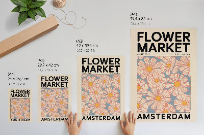 Kunstdruck leinwand Retro-Stil mit leuchtenden Farben und einem floralen Motiv