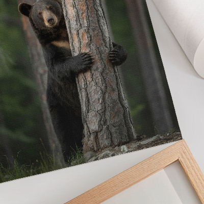 Poster Bär im Wald, realistische Komposition