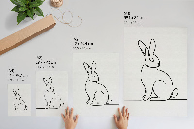 Poster Zarte Silhouette eines Kaninchens mit dünner Linie