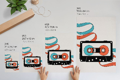 Wandposter Retro-Pop-Art-Kassette mit farbenfrohen Markierungen