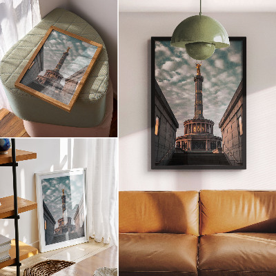 Kunstdruck leinwand Eine elegante Säule mit einem Engel und moderner Architektur