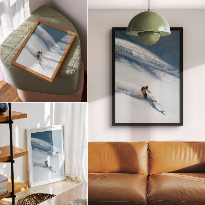 Kunstdruck leinwand Skifahrer gelbe Jacke Schneehang Schatten