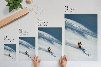 Kunstdruck leinwand Skifahrer gelbe Jacke Schneehang Schatten