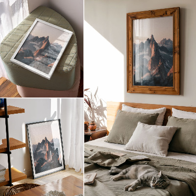 Wandposter Berge im Licht des Sonnenuntergangs, in Pastelltönen