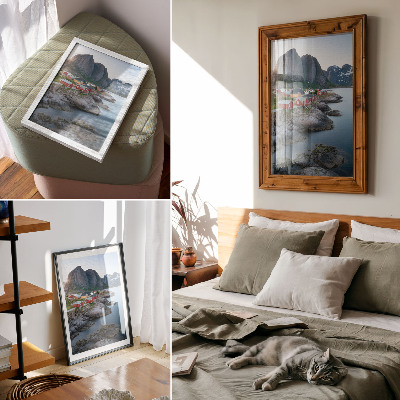 Poster Ferienhäuser am Meer, Berge, Ruhe, Naturlandschaft
