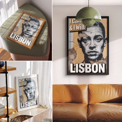 Kunstdruck leinwand Streetstyle-Motiv mit einem Gesicht und einer motivierenden Inschrift