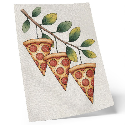 Kunstdruck leinwand Pizzastücke in fröhlichen Farben an einem Ast