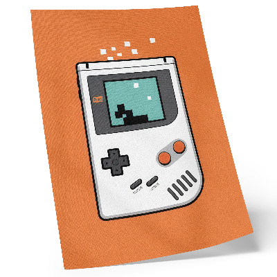Wandposter Retro-Konsolen-Pixelbildschirm, orangefarbener Hintergrund