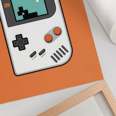 Wandposter Retro-Konsolen-Pixelbildschirm, orangefarbener Hintergrund