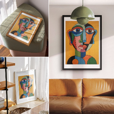 Wandposter Geometrisches Porträt in leuchtenden Farben, moderner Stil