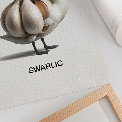 Poster Schwan kombiniert mit Knoblauch-Surrealismus