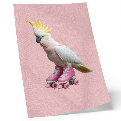 Kunstdruck leinwand Ein Papagei auf Rollschuhen, Pastellfarben, Modernität