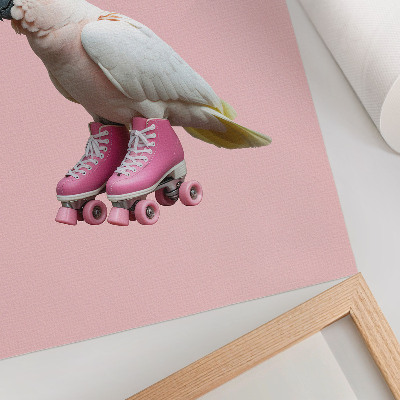 Kunstdruck leinwand Ein Papagei auf Rollschuhen, Pastellfarben, Modernität