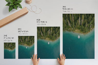 Wandposter Waldseebrücke, grün-blaues Klima