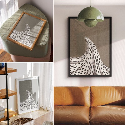 Kunstdruck leinwand Minimalistisches Muster mit schwarzen Punkten auf beigem Hintergrund