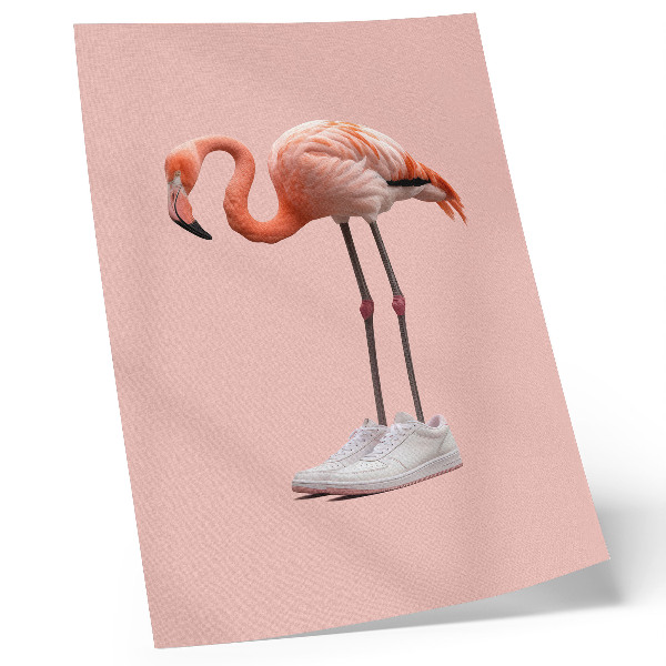 Wandposter Flamingorosa Sportschuhe, rosa Hintergrund