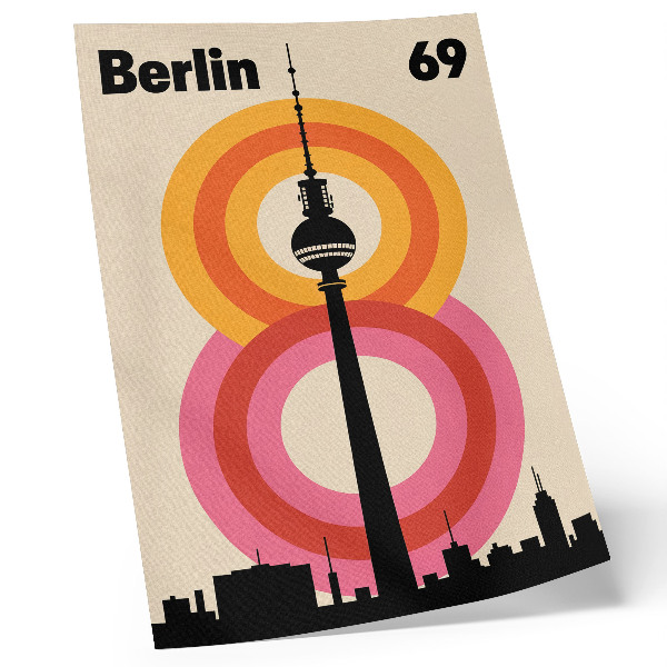 Wandposter Retro-Atmosphäre Turm Kreis bunte Ringe