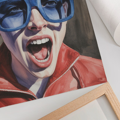Wandposter Porträt einer Person mit Brille, lebendige Farben, Emotionen