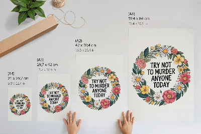 Kunstdruck leinwand Ein Blumenkranz mit einer lustigen Inschrift