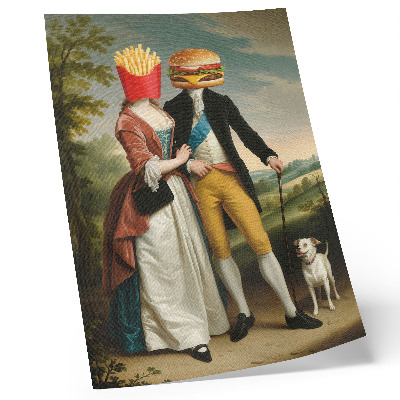 Wandposter Surreale Szene, Humor, Köpfe, Pommes, Hamburger