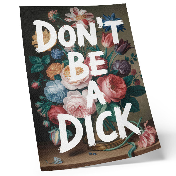 Poster Bunte Blumen mit weißer Schrift bilden einen wirkungsvollen Kontrast.