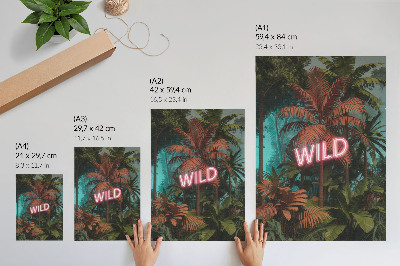 Wandposter Frische tropischer Blätter, Neonreklame