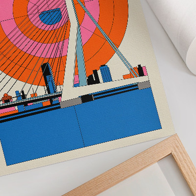 Kunstdruck leinwand Brücke und Stadt in geometrischen Mustern