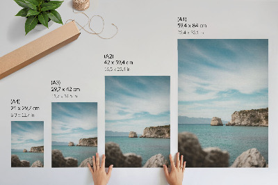 Wandposter Klippen, Meer, blauer Himmel