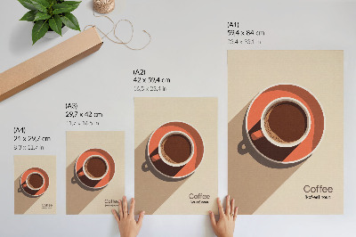Wandposter Kaffeetasse in warmen Farben, minimalistisch