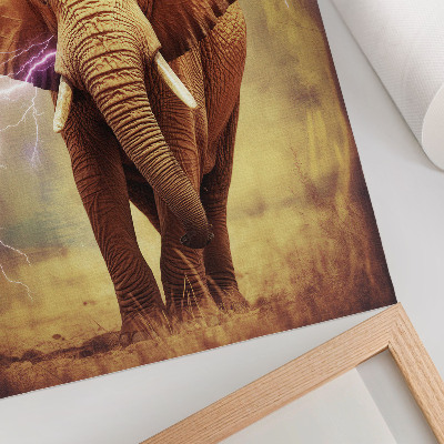 Wandposter Elefant mit blitzartiger dynamischer Szenerie