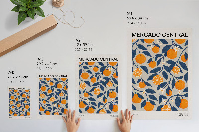 Kunstdruck leinwand Orangegrauer Hintergrund, dunkle Blätter, moderner Stil