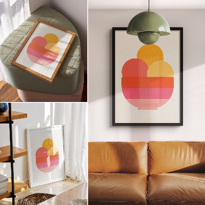 Poster Lebhafte Kreise in einer Schale, minimalistischer Stil