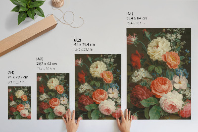 Poster Farbenfrohe Blumen im klassischen Malstil
