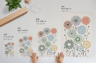 Kunstdruck leinwand Farbenfrohe geometrische Blumen auf hellem Hintergrund