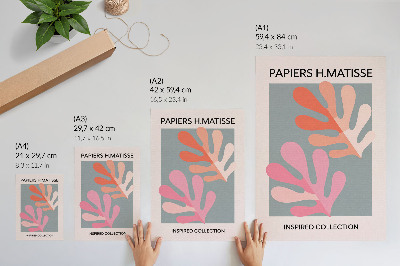 Poster Geometrische Blätter, inspiriert von Matisses farbenfroher