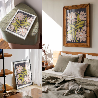 Wandposter Retro-Blumenmotive ohne den Aufwand