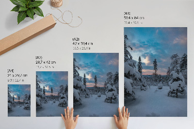 Kunstdruck leinwand schneebedeckte Bäume, malerische Landschaft, Himmel