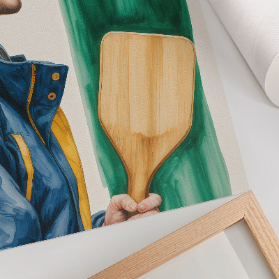 Kunstdruck leinwand Ein energischer Mann mit einem Holzschläger