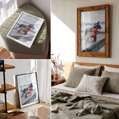 Kunstdruck leinwand Bunte Pferdefiguren im skandinavischen Stil