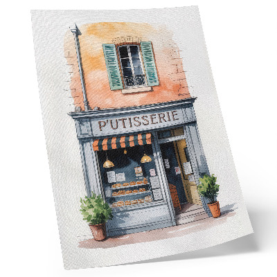Poster Retro-Bäckerei mit pastellfarbenen Wänden